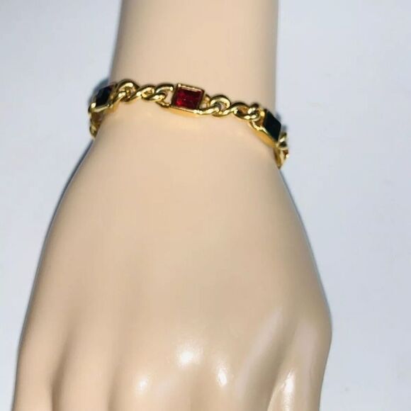 Vintage Gold Authentic Swan Swarovski Multi Crystals Bracelet - Picture 4 of 5